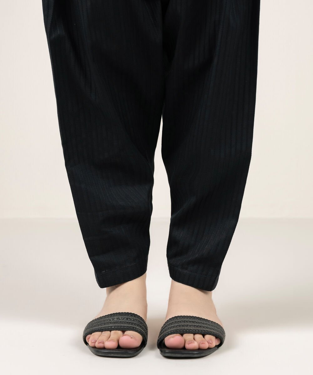 Women's RTW Dobby Solid Black Shalwar