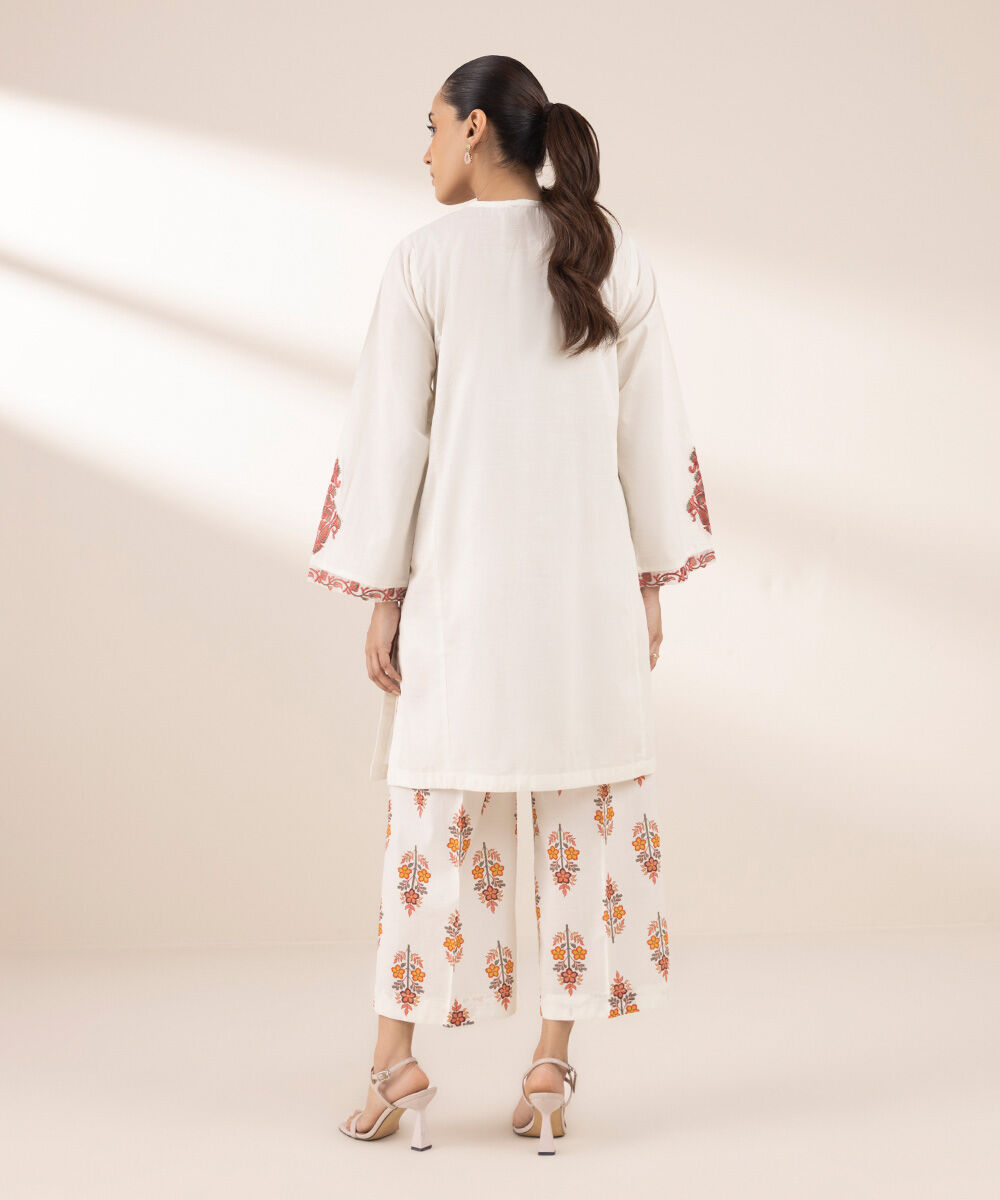 Women's RTW Textured Lawn White Embroidered Boxy Shirt