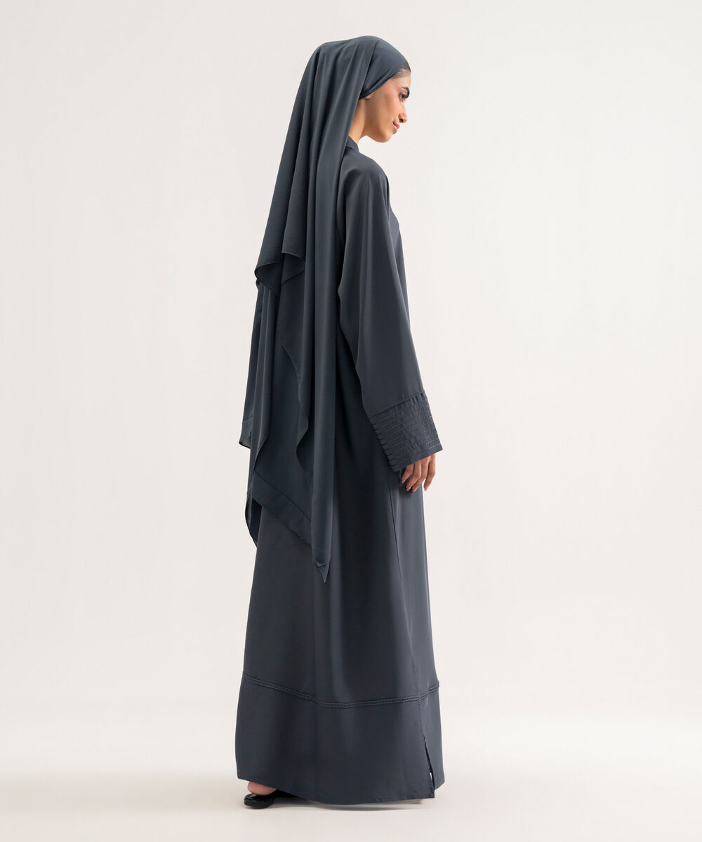 Women's Polyester Dark Grey Raglan Abaya Set