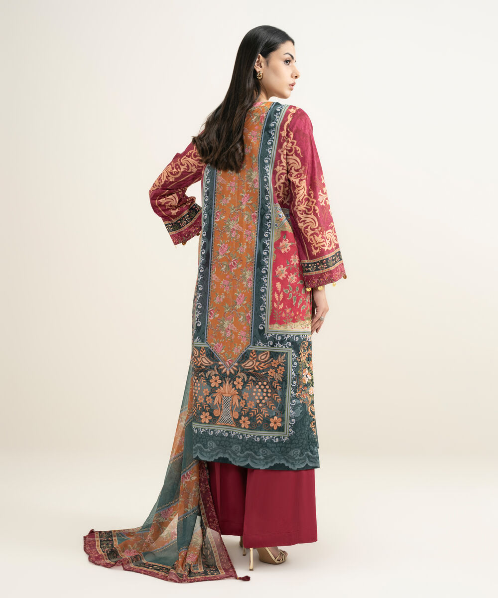 Women's RTW Blended Grip Silk Printed 3 Piece Suit