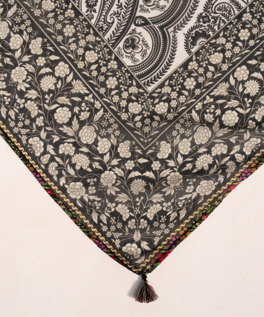 Lawn Printed Black Dupatta