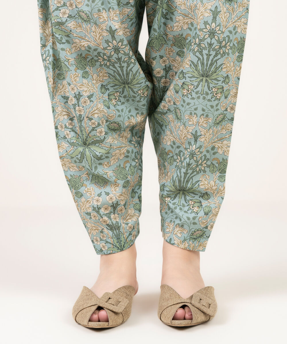 Women's RTW Lawn Printed Blue Shalwar