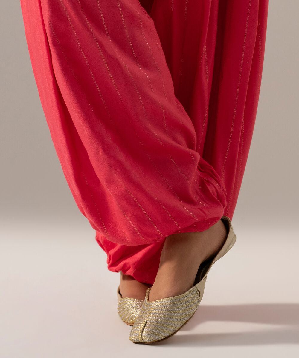 Women's RTW Dobby Crepe Lurix Solid Pink Balloon Pants