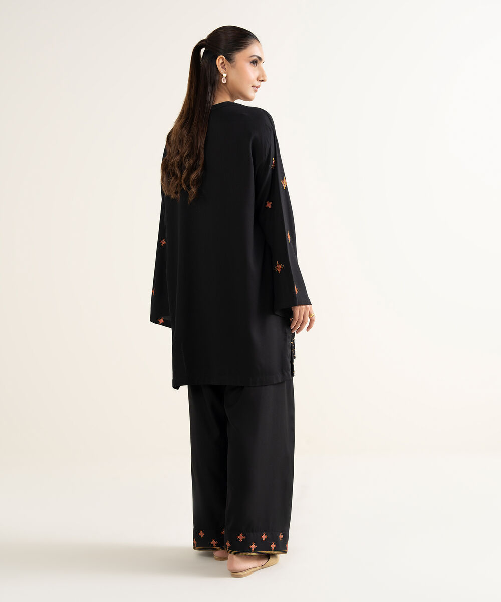 Women's RTW Bedford Embroidered Black Boxy Shirt