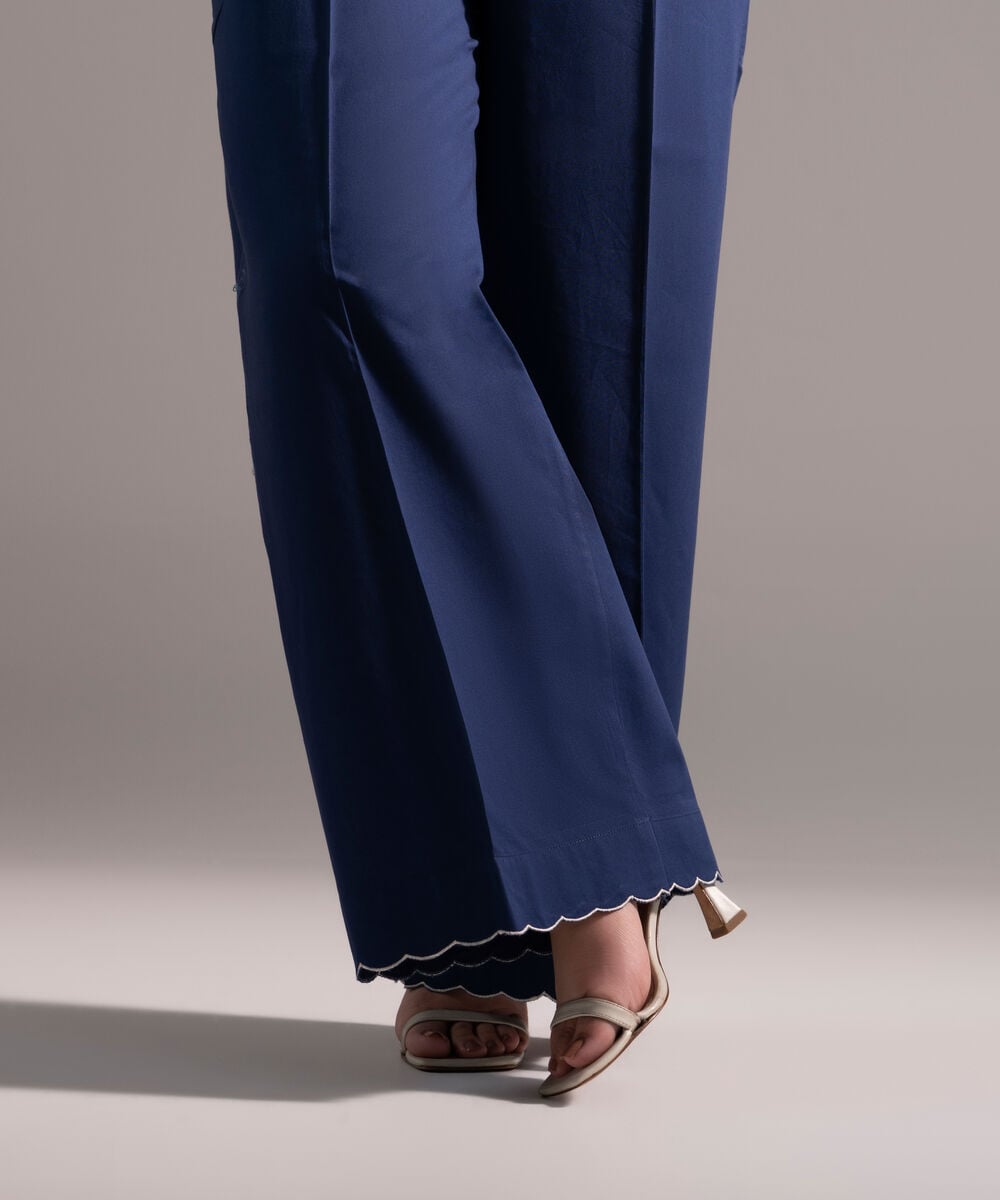 Women's RTW Cambric Solid Dark Blue Culottes