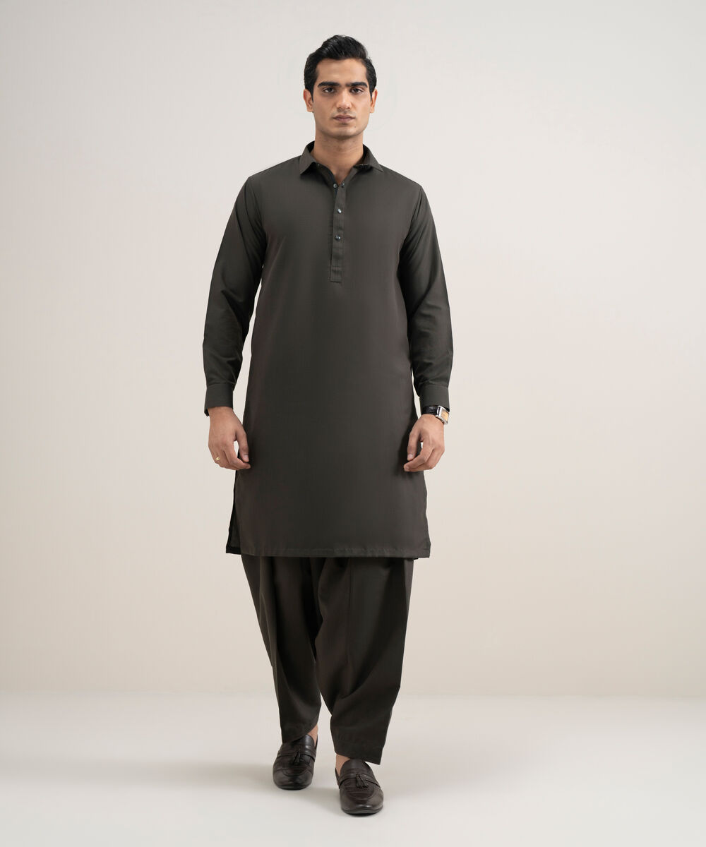 Men's Stitched Luxury Wash and Wear Brown Suit