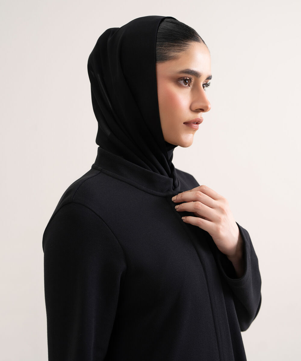 Women's Black Knit Abaya Set