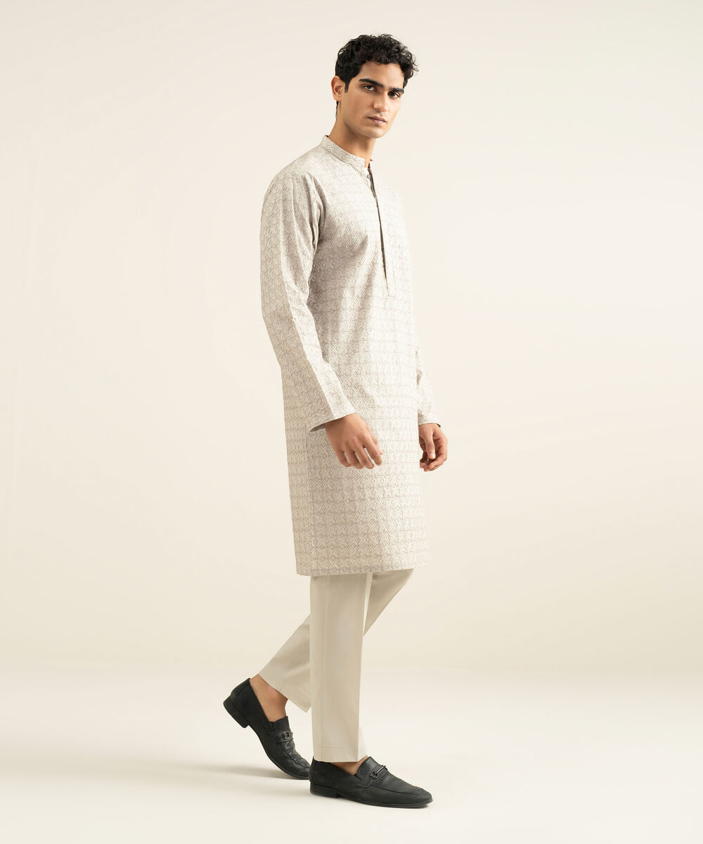 Men's beige 100% Cotton Kurta Trouser