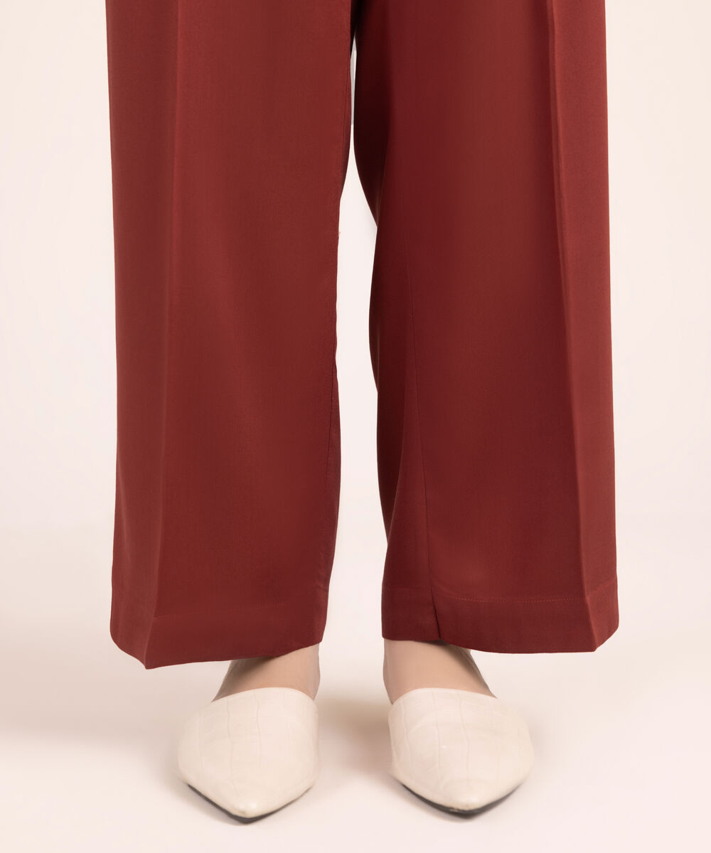 Women's RTW Bedford Solid Maroon Straight Pants