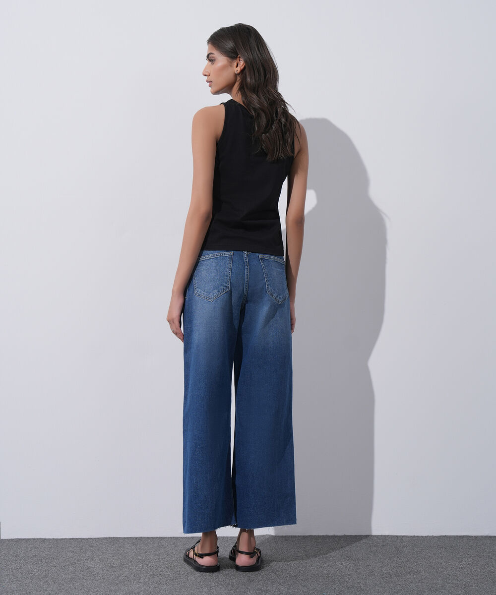 Women's Western Wear Black Sleeveless T-Shirt