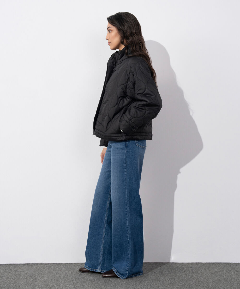 Women's Western Wear Black Water Repellent Quilted Puffer