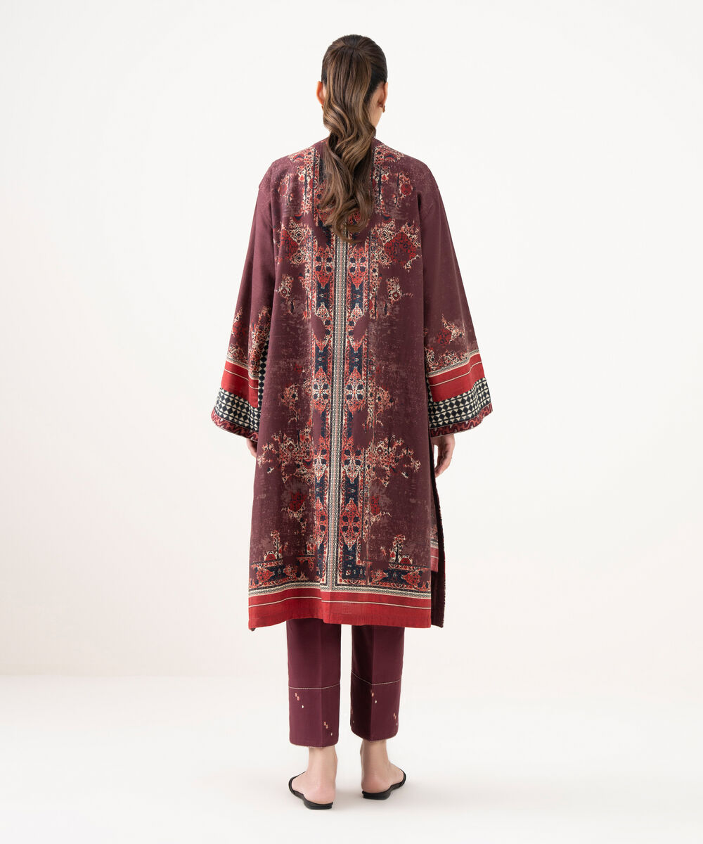 Women's RTW Light Khaddar Embroidered Brown Drop Shoulder Shirt