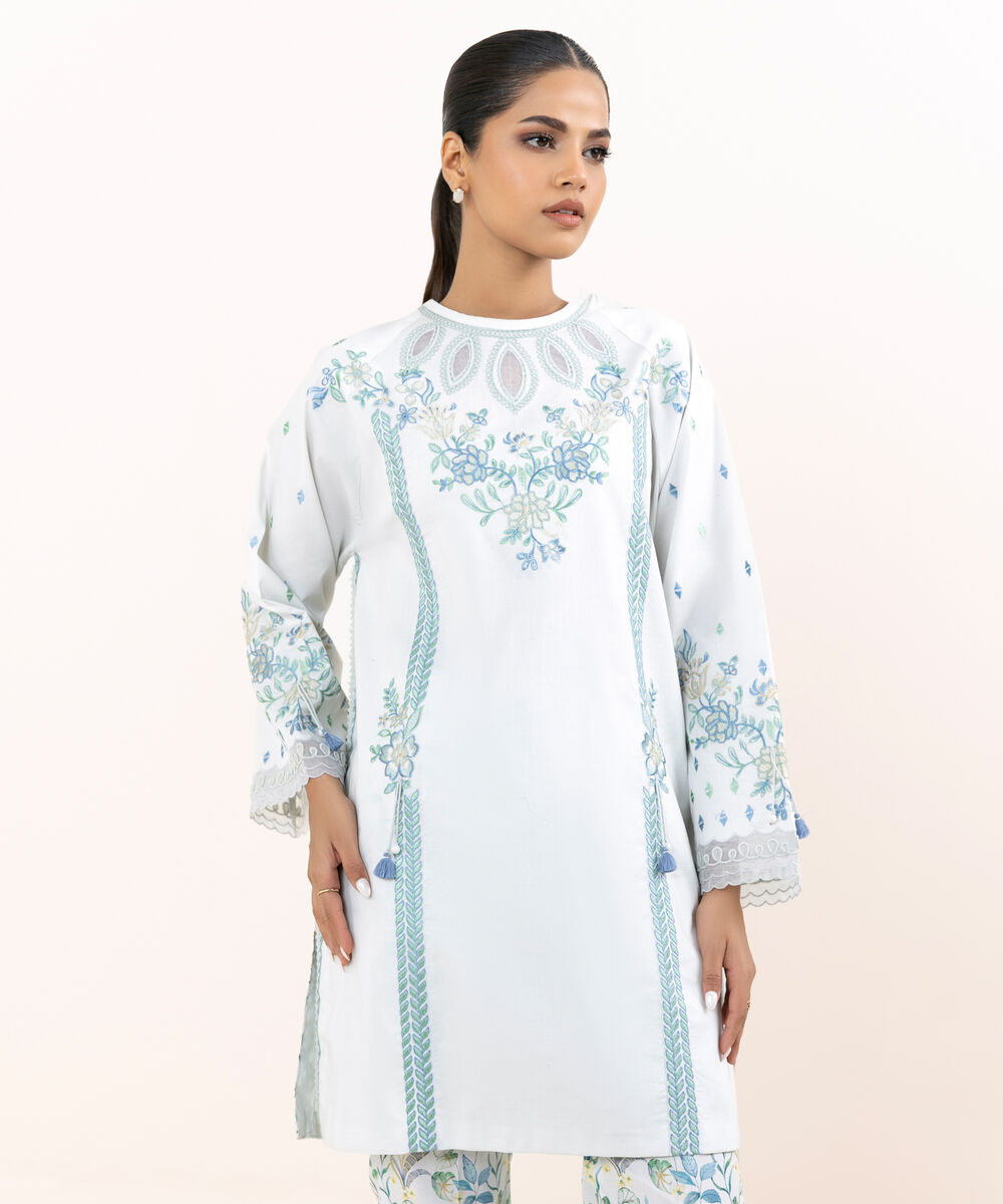 Women's Unstitched Lawn Embroidered Grey Two Piece Suit