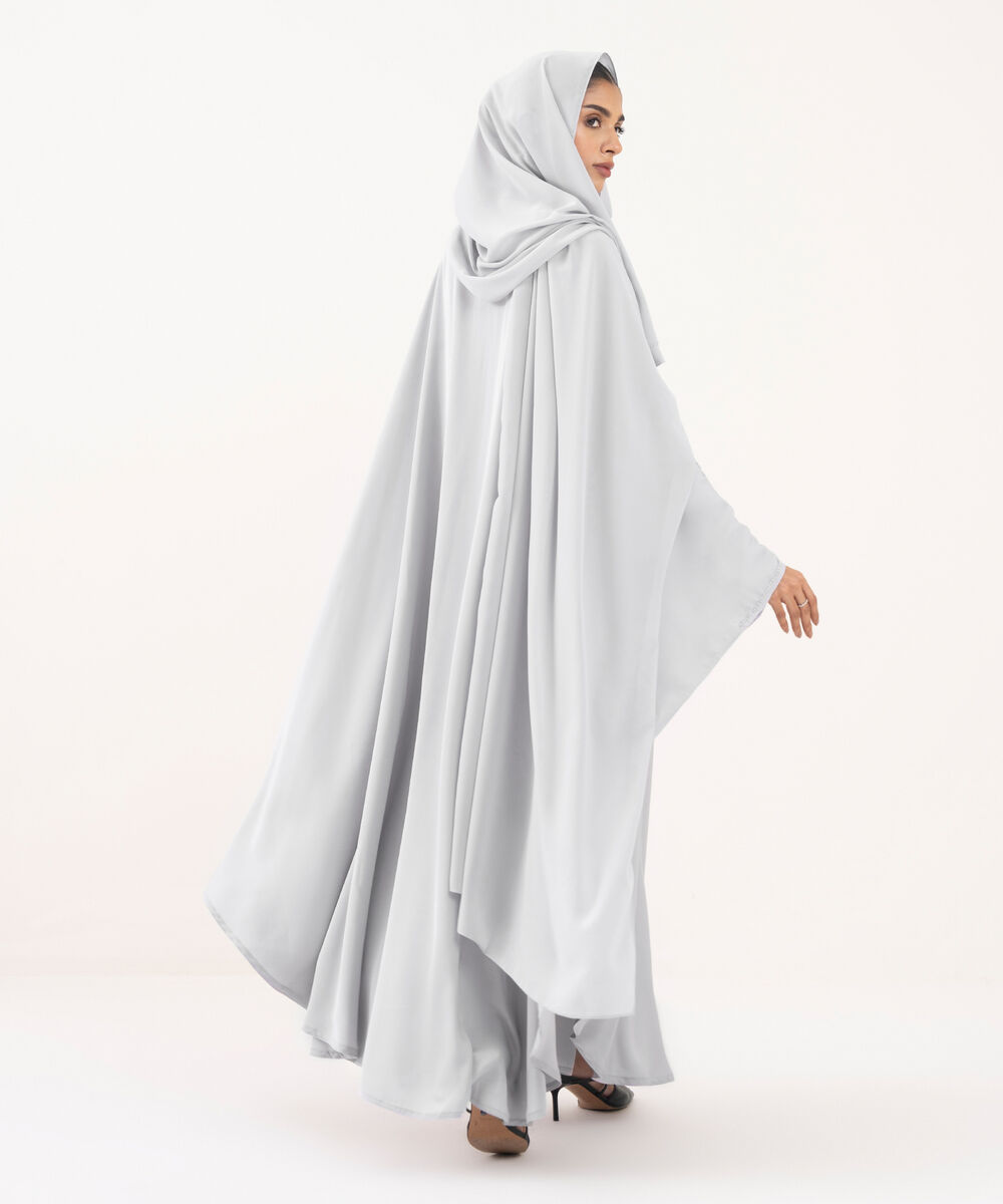 Women's Grey Polyester Abaya Set