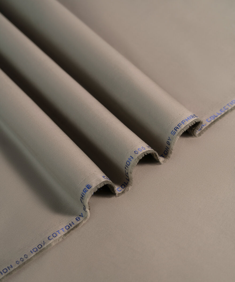 Men's Unstitched 2-Piece Premium Cotton Satin Lt Khaki Suit