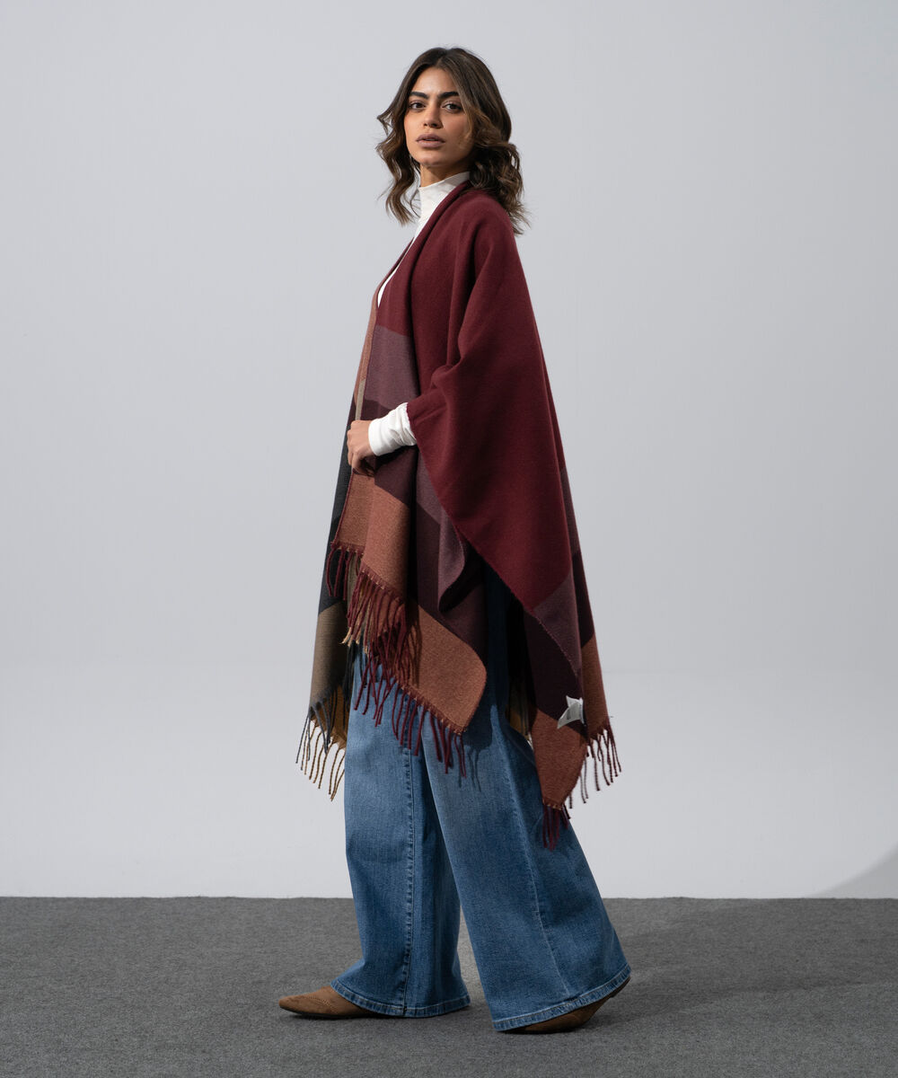 Women's Western Wear Polyester Striped Cape Shawl