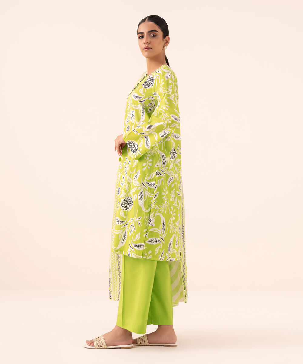 Women's Unstitched Lawn Printed Green 3 Piece Suit
