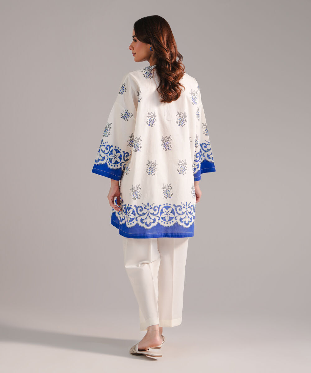 Women's RTW Lawn Printed Off White Straight Shirt