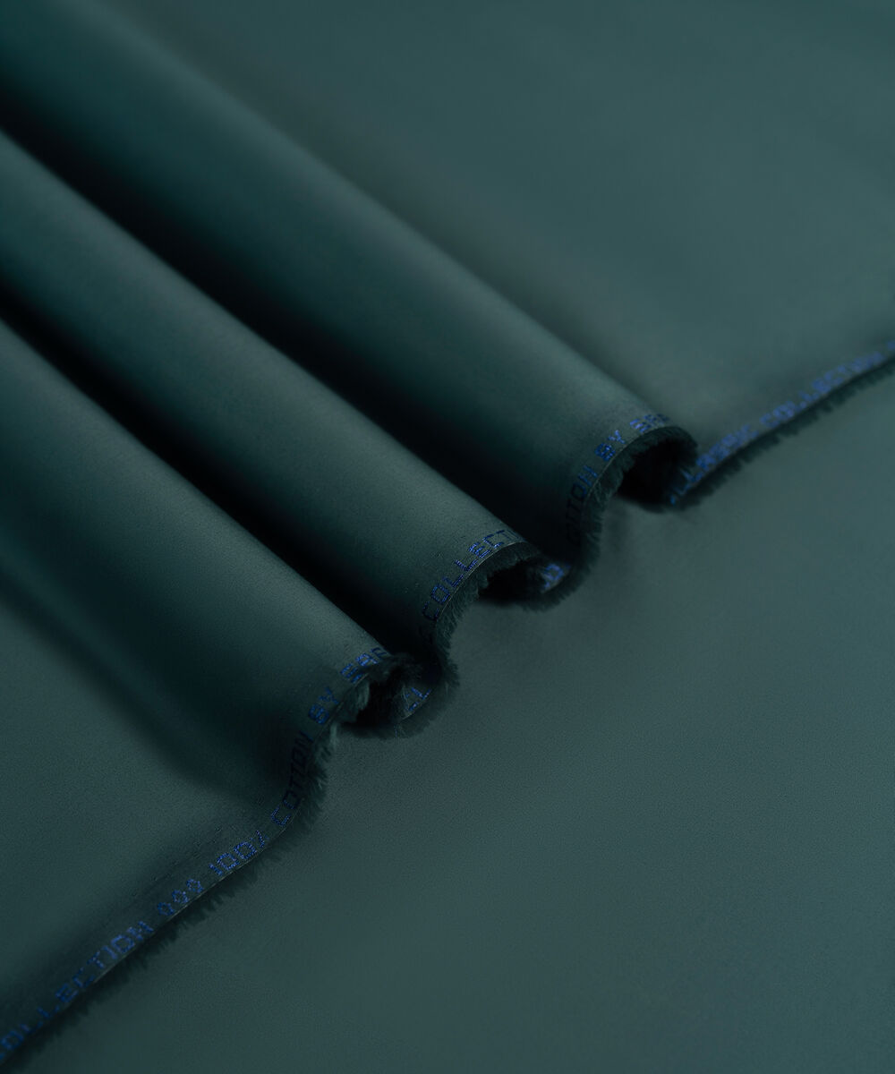 Men's Unstitched 2-Piece Premium Cotton Teal Green Suit