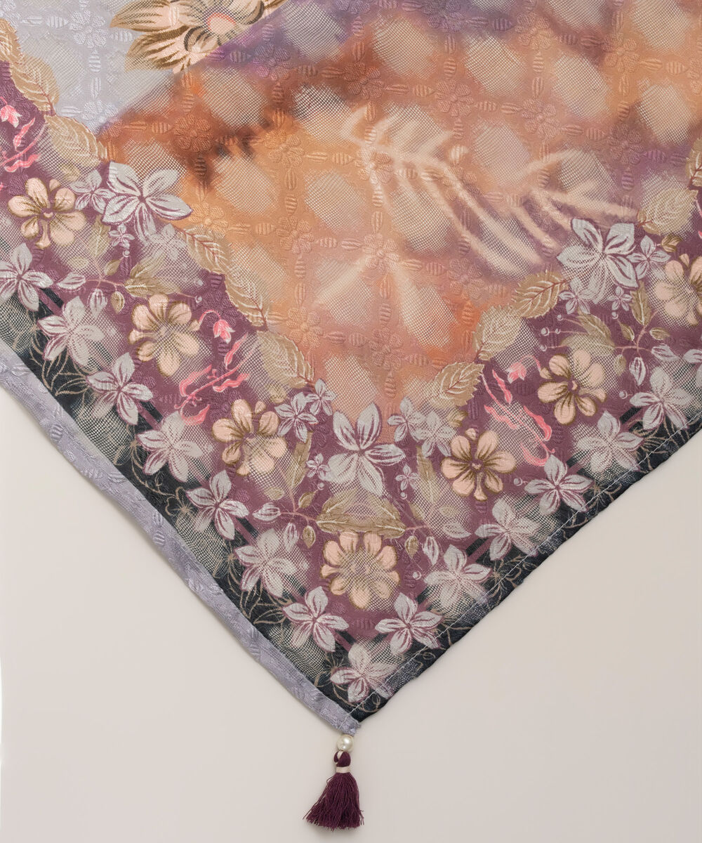 Women's RTW Brochea Jacquard Printed Purple Dupatta