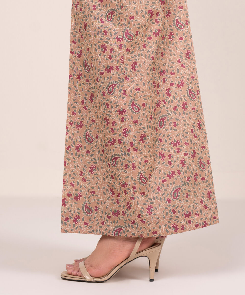 Women's RTW Cambric Printed Pink Flared Pants