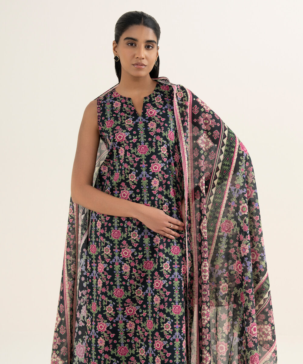 Women's Unstitched Lawn Printed Multi 3 Piece Suit