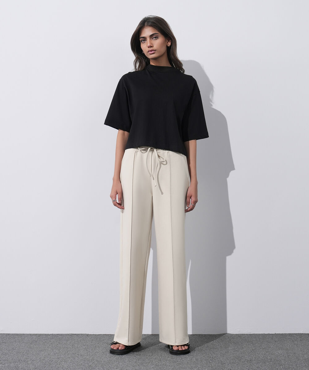 Women's Western Wear Black Cropped T-Shirt