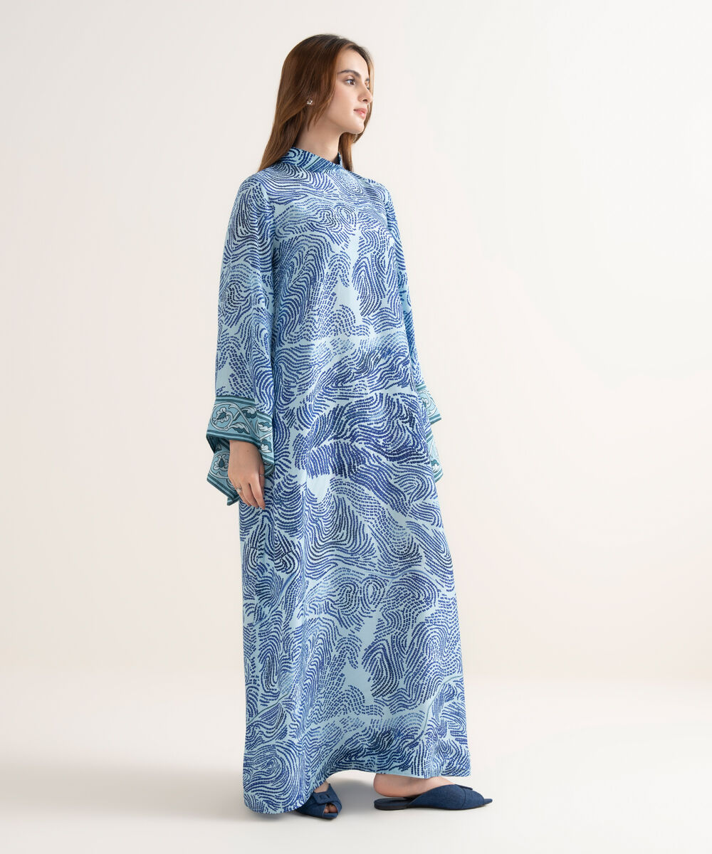 Women's RTW Premium Grip Printed Blue Kaftan