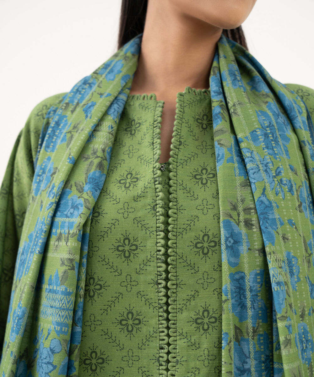 Women's Unstitched Light Khaddar Printed Multi Three Piece Suit