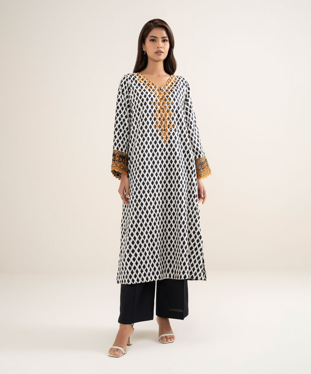 Women's RTW Lawn Embroidered Multi A-Line Shirt