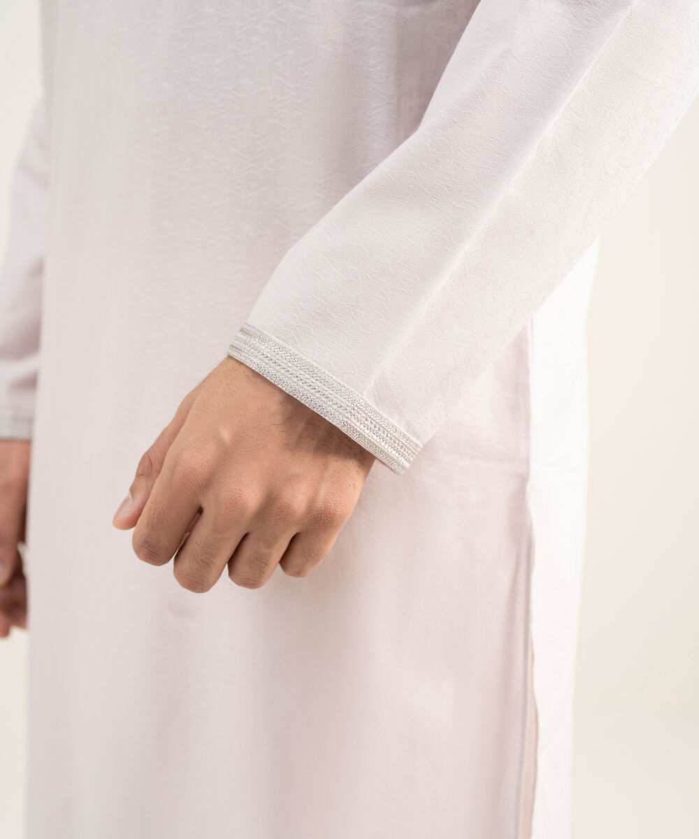 Men's Stitched Cotton Jacquard Light Mauve Kurta