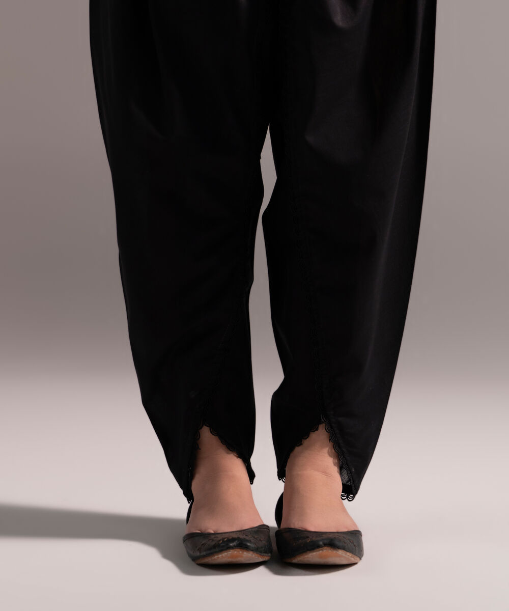 Women's RTW Crosshatch Solid Black Skinny Shalwar