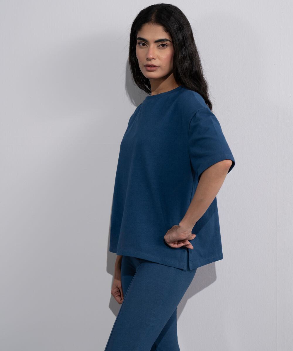 Women's Blue Loose Fit T-Shirt