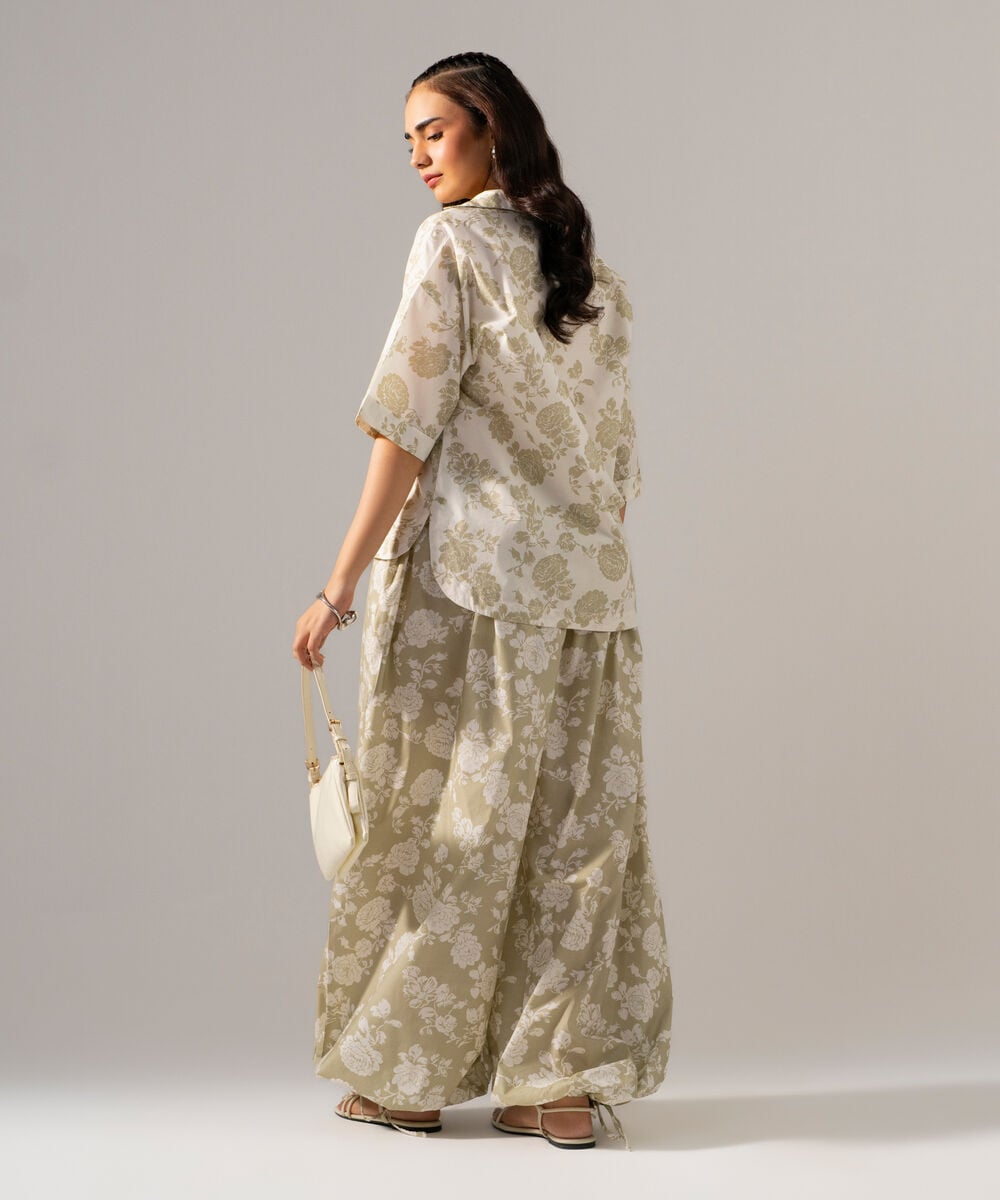 Women's RTW Poplin Printed White Top
