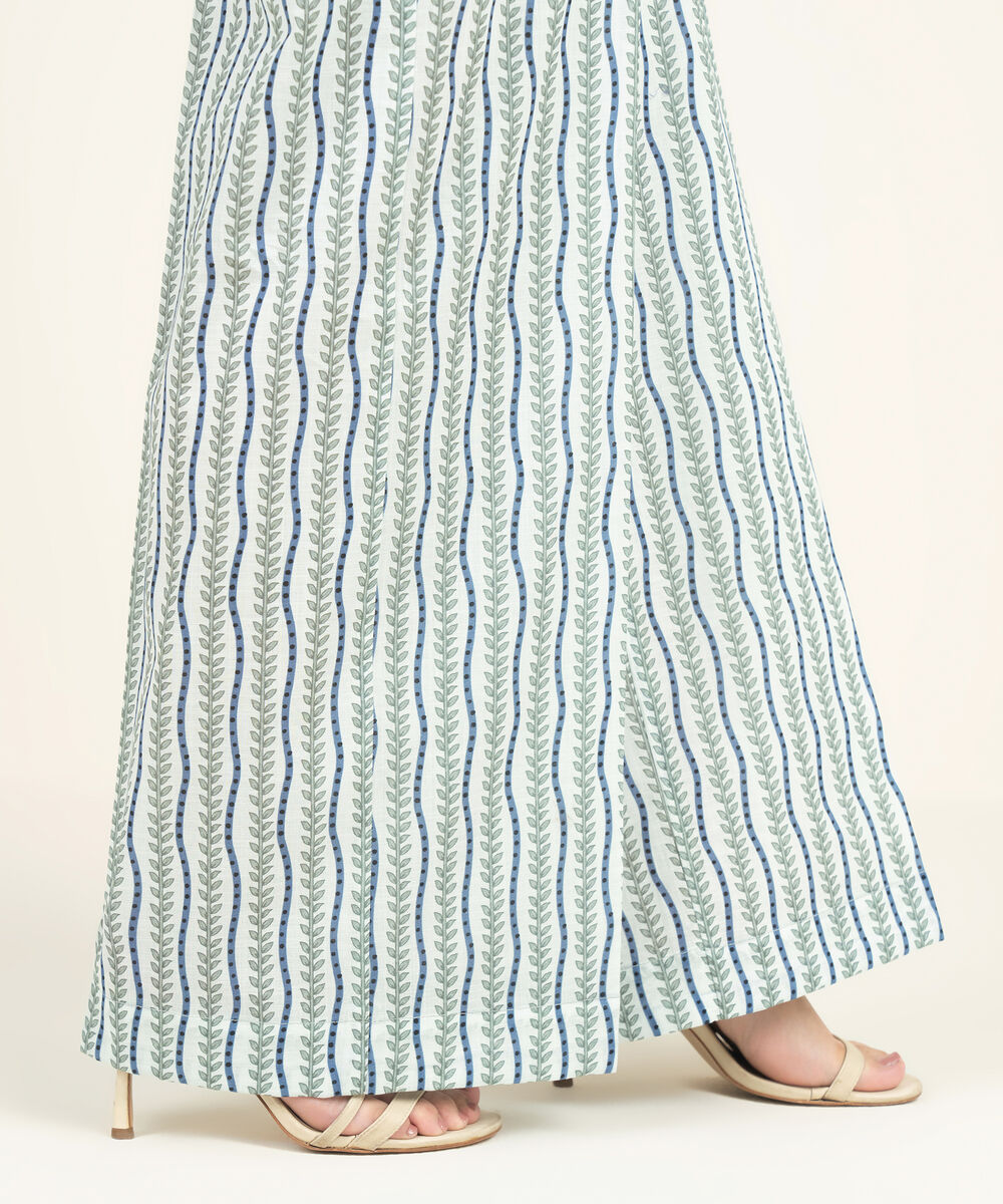 Women's RTW Crosshatch Printed Ice Blue Culottes