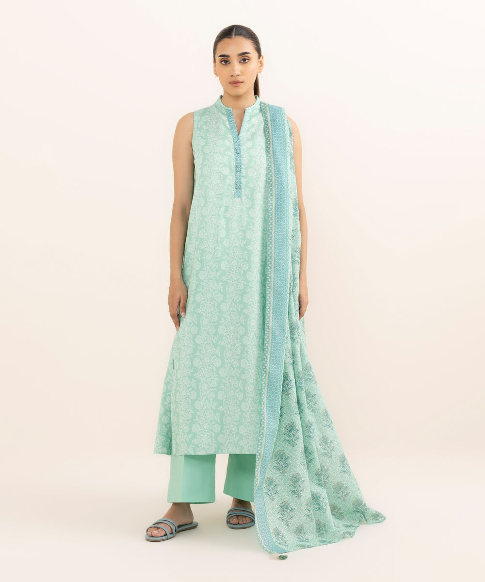 Women's Unstitched Lawn Printed Multi Three Piece Suit