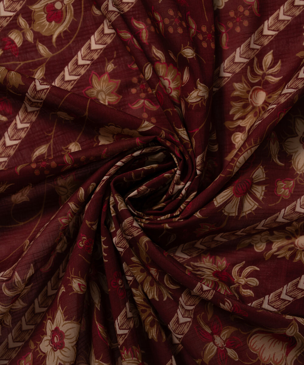 Lawn Printed Maroon Dupatta