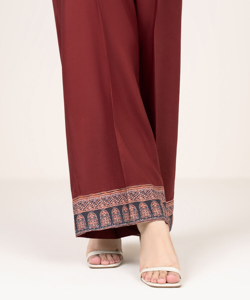 Women's RTW Khaddar Solid Maroon Culottes