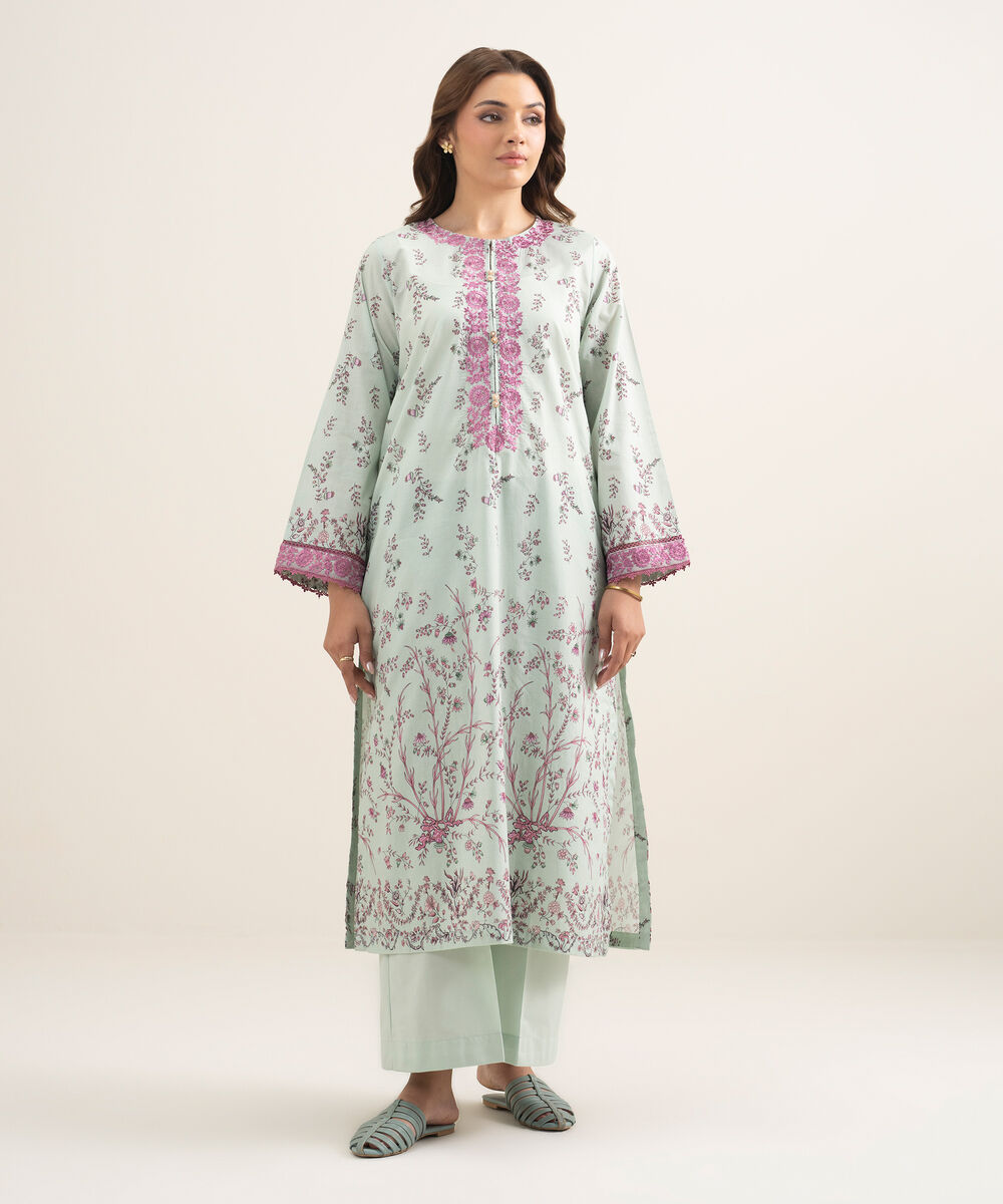 Women's RTW Lawn Embroidered Multi A-Line Shirt