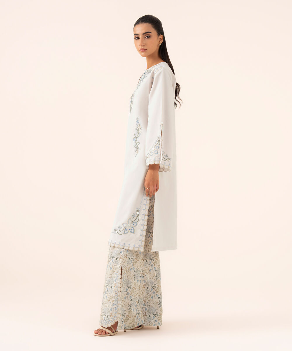 Women's Unstitched Lawn Embroidered Pink Two Piece Suit