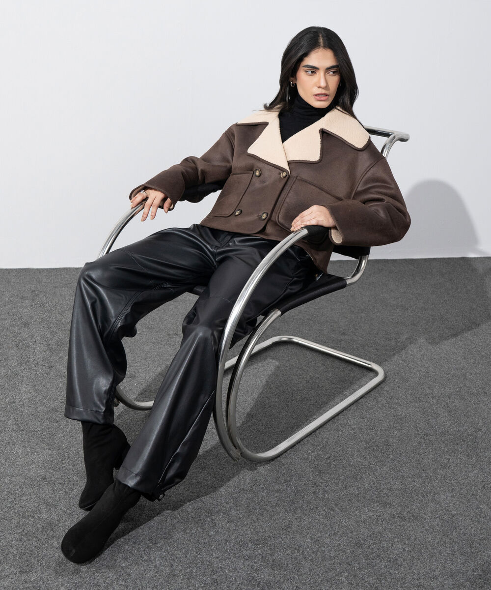 Women's Western Wear Brown Double Faced Short Jacket