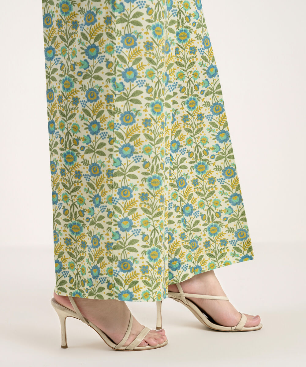 Women's RTW Cambric Printed Mint Green Culottes