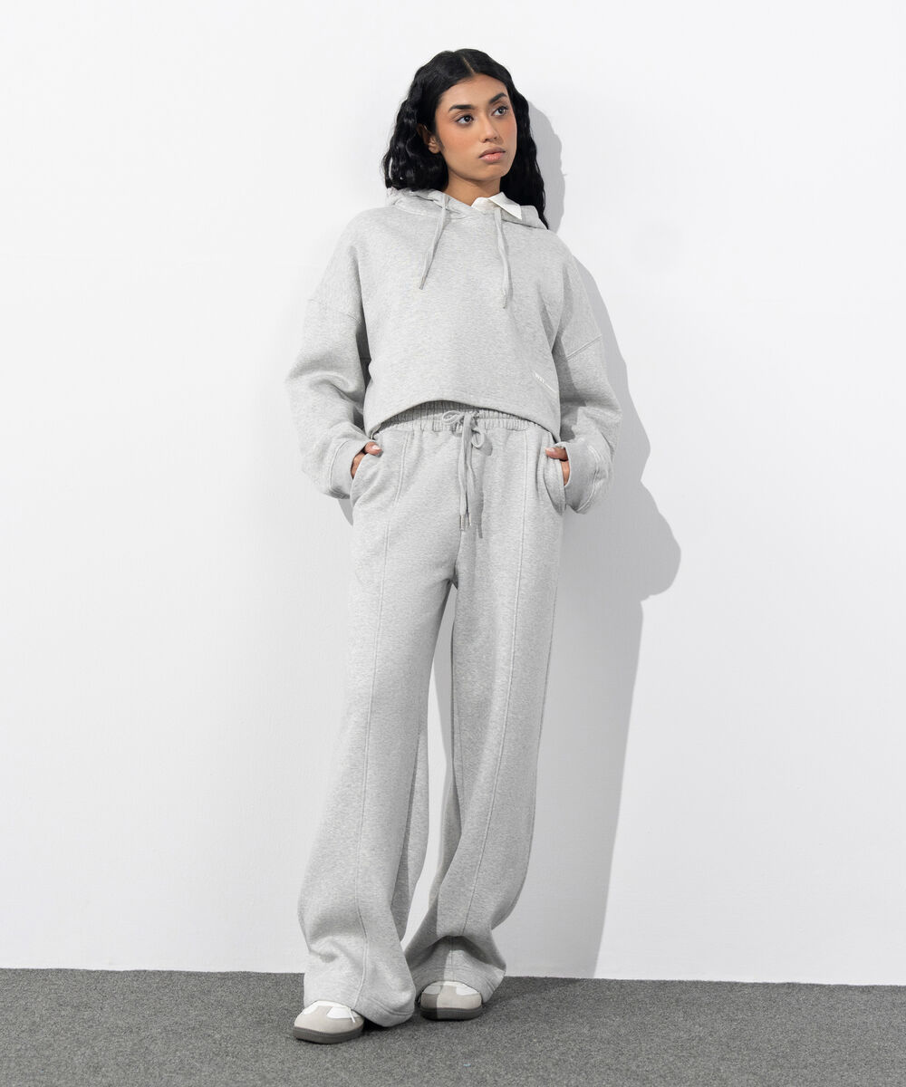 Women's Western Wear Grey Melange Pull-On Fleece Trousers