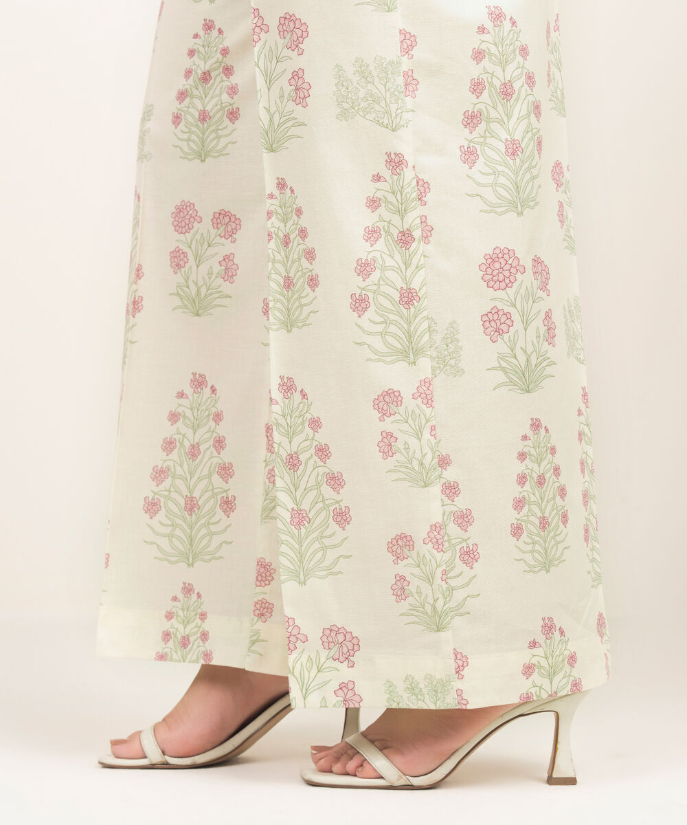 Women's RTW Lawn Printed Off White Culottes