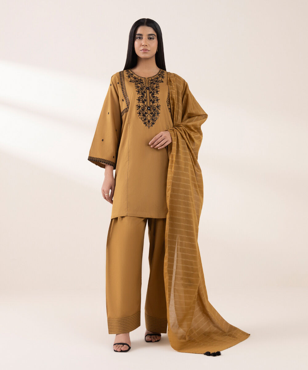 Zari Voile Brown Solid Dupatta