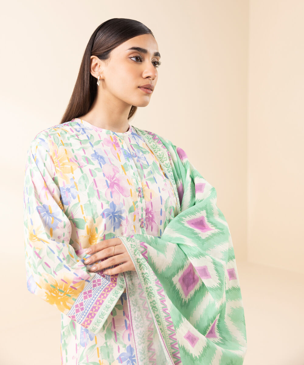 Women's Unstitched Lawn Printed Multi 2 Piece Suit