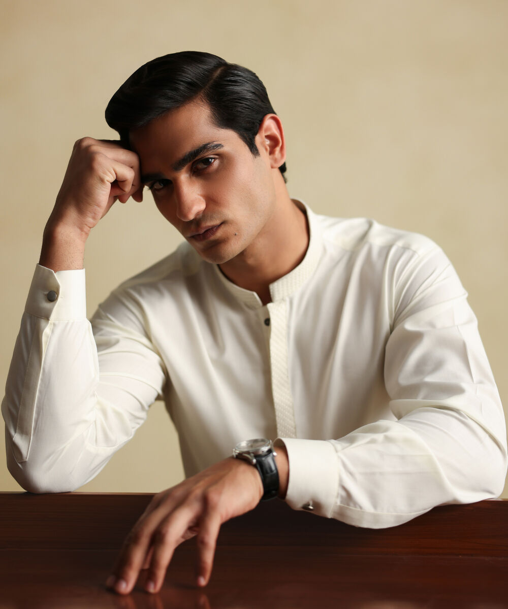 Men's Stitched Premium Blended Light Cream Suit