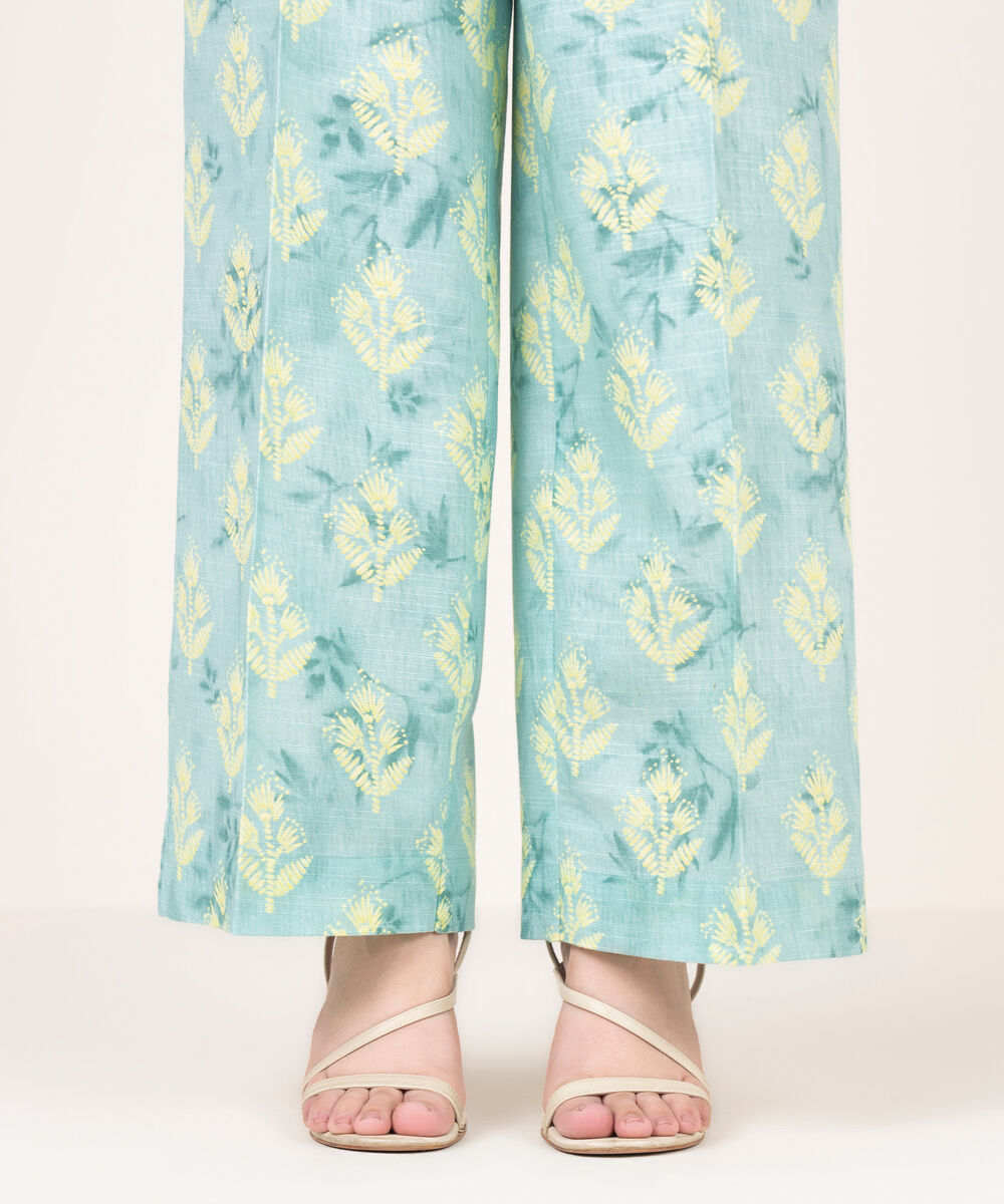 Women's RTW Light Khaddar Printed Blue Culottes