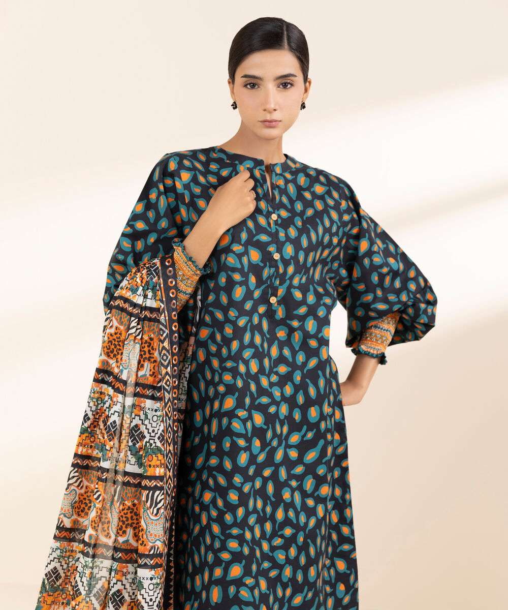 Women's Unstitched Lawn Printed Multi 2 Piece Suit