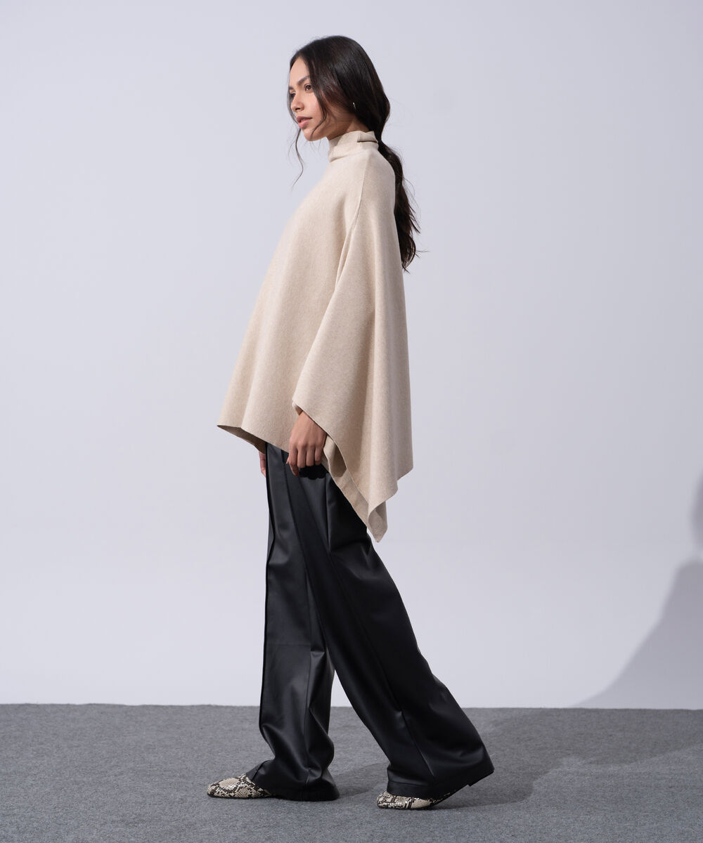 Women's Western Wear Beige Cape Knit Jumper